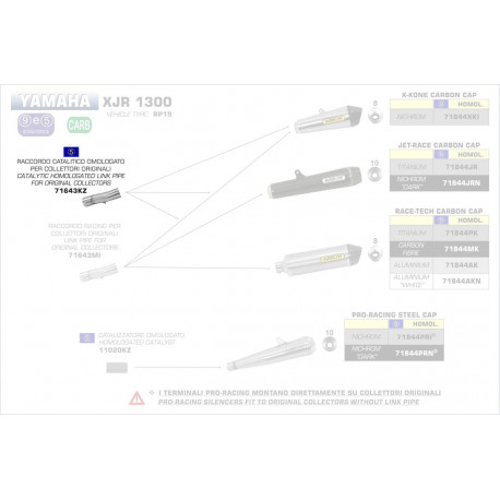 Arrow Verbindungsrohr mit Kat für Original- und Arrow Krümmer YAMAHA XJR 1300 71643KZ