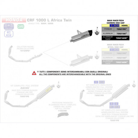 Arrow Endschalldämpfer Maxi Race-Tech Aluminium mit Carbonendkappe HONDA CRF 1000 L Africa Twin 72621AK