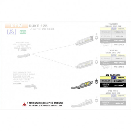 Arrow Endschalldämpfer GP2 Edelstahl Schwarz KTM DUKE 125 71536GPI