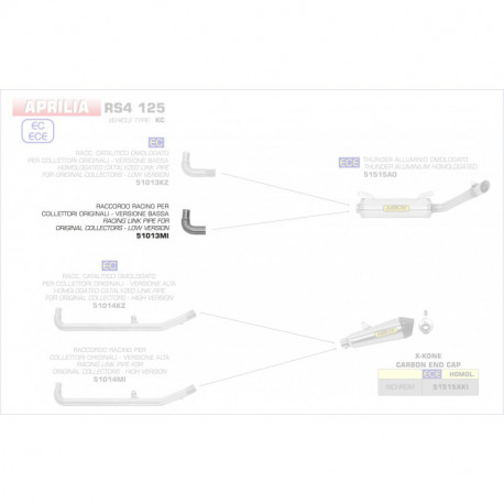 Arrow Verbindungsrohr für Originalkrümmer ohne Katalysator Tiefgelegte Version APRILIA RS4 125 51013MI