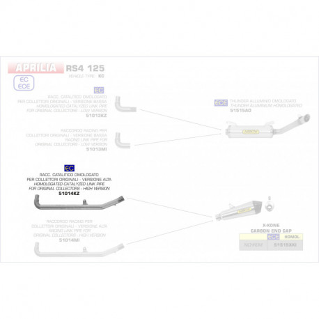 Arrow Verbindungsrohr für Originalkrümmer mit Katalysator Hochgelegte Version APRILIA RS4 125 51014KZ