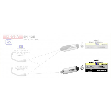 Arrow Urban Aluminium mit Schwarzer Edelstahlendkappe HONDA SH 125 53514AN