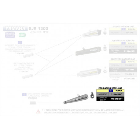 Arrow Endschalldämpfer Pro-Racing Edelstahl Edelstahl- Endkappe YAMAHA XJR 1300 71844PRI