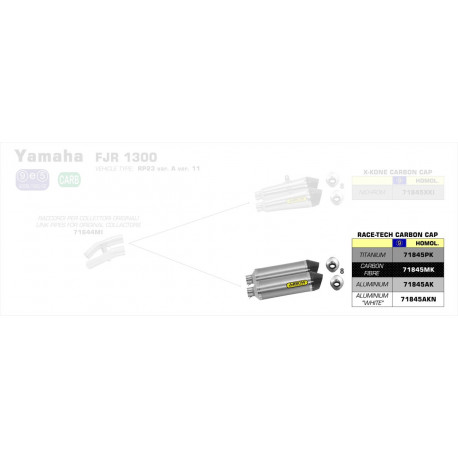 Arrow Endschalldämpfer Paar Race-Tech Aluminium Carbon- Endkappe YAMAHA FJR 1300 71845AK