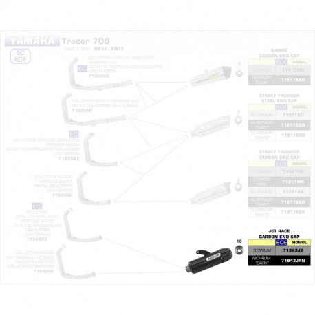 Arrow Endschalldämpfer Jet-Race Titan mit Carbonendkappe YAMAHA MT-07 71843JR