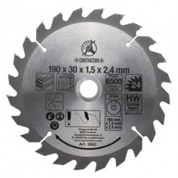 Hartmetall-Kreissägeblatt, 24 Zähne, 190 mm