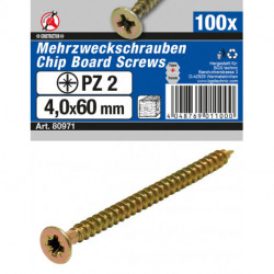 Mehrzweckschrauben 4,0 x 60 mm, 100 Stück