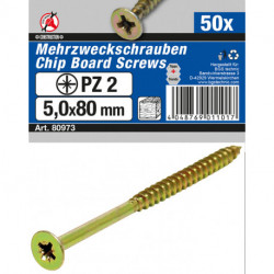 Mehrzweckschrauben 5,0 x 80 mm, 50 Stück